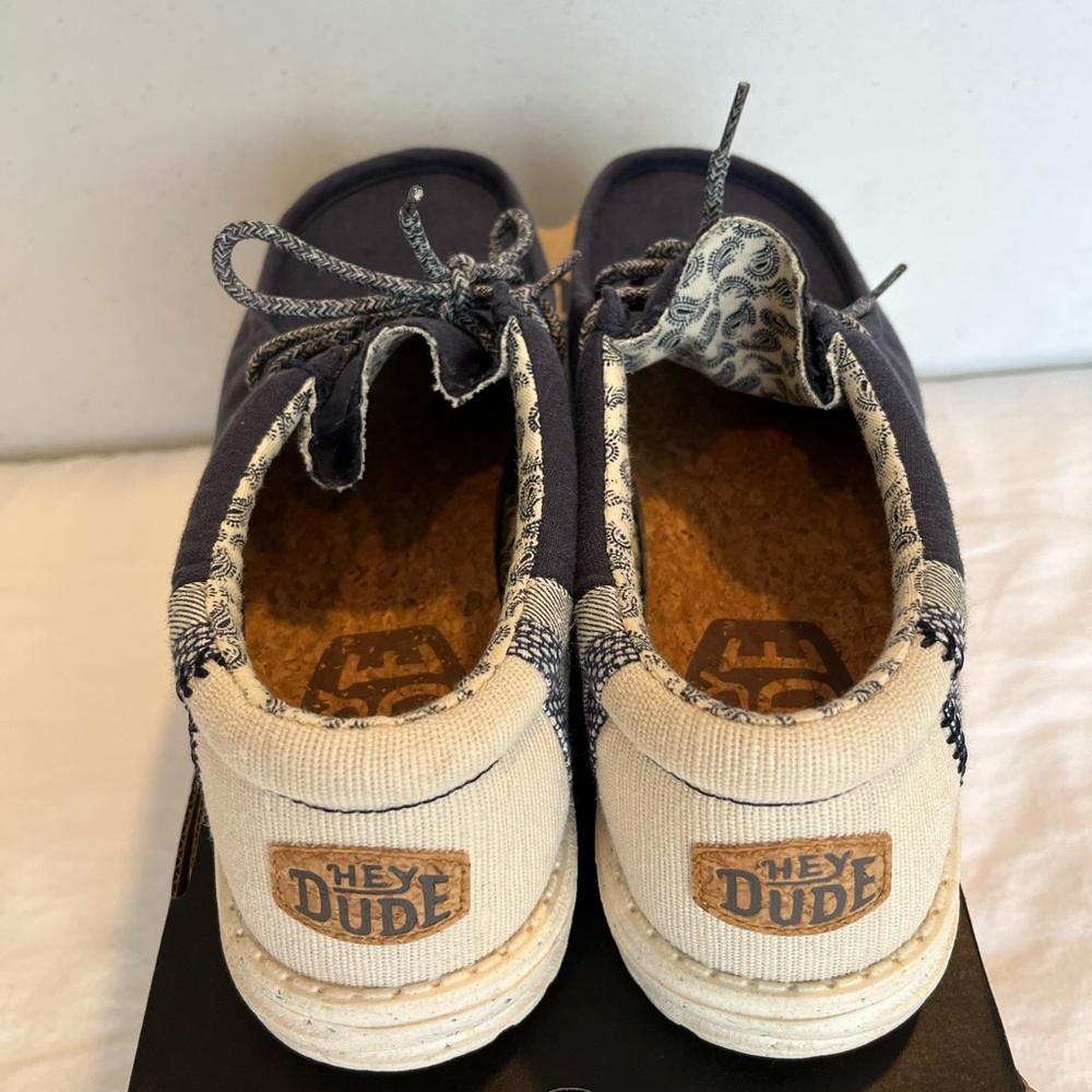 Hey Dude Men's Navy and Cream Loafers - Picture 2 of 2